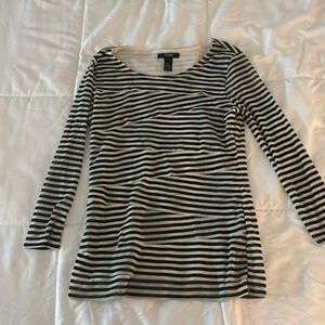 ALFANI Petite Black and White Striped Long Sleeve
